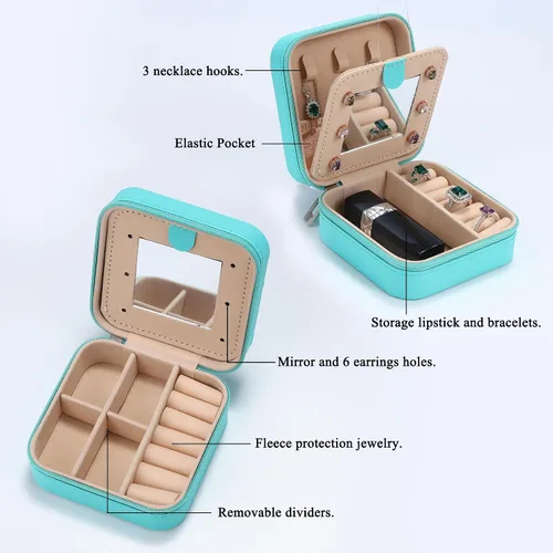 Miniatura 3 de Joyero de viaje - Joyero portátil pequeño, organizador de joyas, accesorios de viaje, esenciales para vacaciones, regalos de cumpleaños
