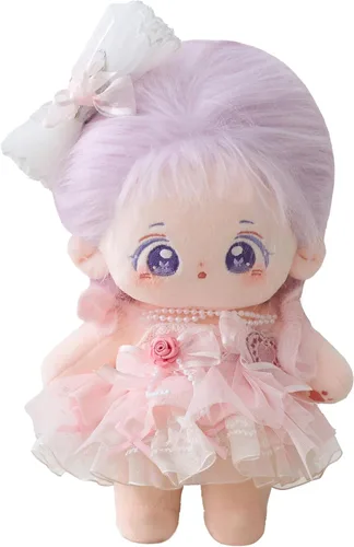 Miniatura 9 de CALEMBOU Muñeca de peluche - Muñeca de algodón suave y linda de 20 cm de anime kawaii con disfraz de esqueleto y ropa (Chacha)