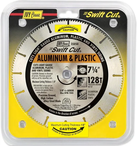 Miniatura 2 de IVY Classic 35050 Swift Cut 7-1/4" 128 dientes de aluminio y plástico Hoja de sierra circular de corte rápido con eje de 5/8" con agujero rómbico