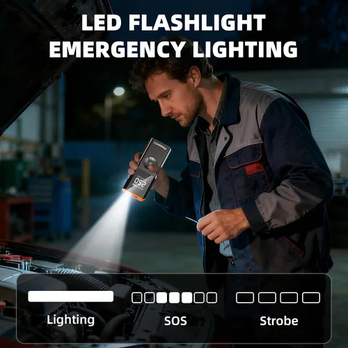 Miniatura 8 de Inflador de neumáticos, compresor de aire portátil, 160 PSI de potencia dual 6000 mAh, bomba de aire inalámbrica con indicador digital, luz LED
