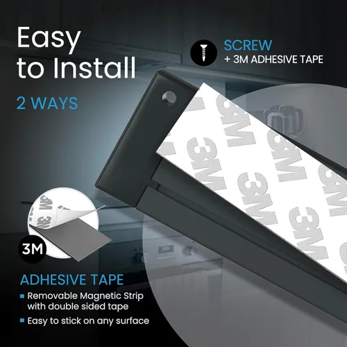 Miniatura 6 de EShine Paquete de 3 luces LED regulables inteligentes negras de 12 pulgadas para debajo del gabinete, compatible con Alexa, Google, blanco frío