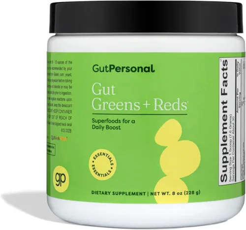 GutPersonal Gut Greens + Reds nutren tu intestino, aumentan las bacterias buenas y mejoran el bienestar para una salud óptima del estómago, 30