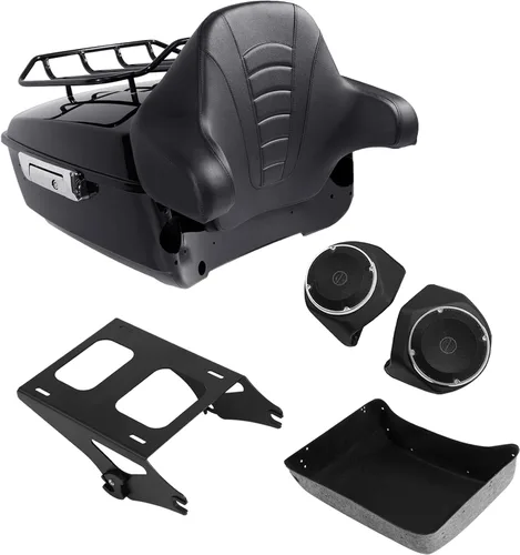 Miniatura 13 de TCMT Caja de maletero para motocicleta King con respaldo y portaequipajes, conjunto de luz trasera, para Harley Davidson 2014-2025 Touring CVO Road