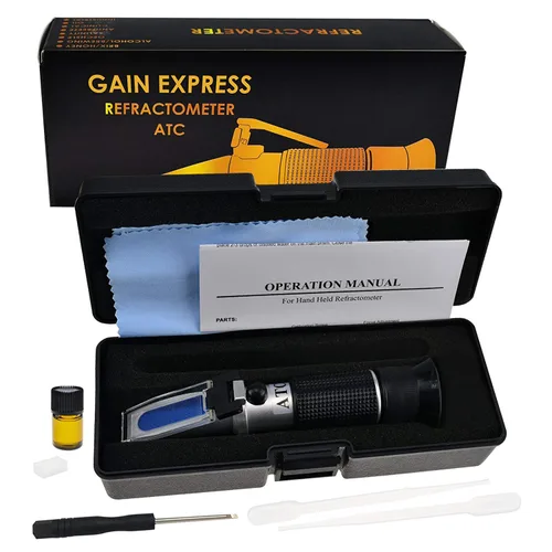 Miniatura 2 de 3 en 1 refractómetro de miel Brix/humedad/Baume Tester Meter ATC, Tri-Scale 58-90%/12-27%/38-43Be', nivel de contenido de agua de azúcar, jarabe