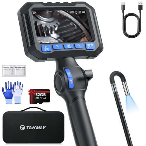 Miniatura 8 de T TAKMLY Cámara de endoscopio con luz, boroscopio industrial de lente dual 1080P con 8 luces LED, cámaras de inspección tipo serpiente de 4.3