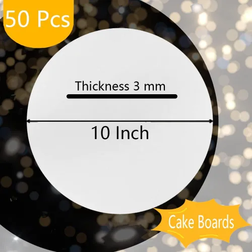 Miniatura 4 de Tableros redondos para tartas de 10 pulgadas, 50 unidades, base de pastel de grado alimenticio, placa para pastel impermeable y a prueba de aceite