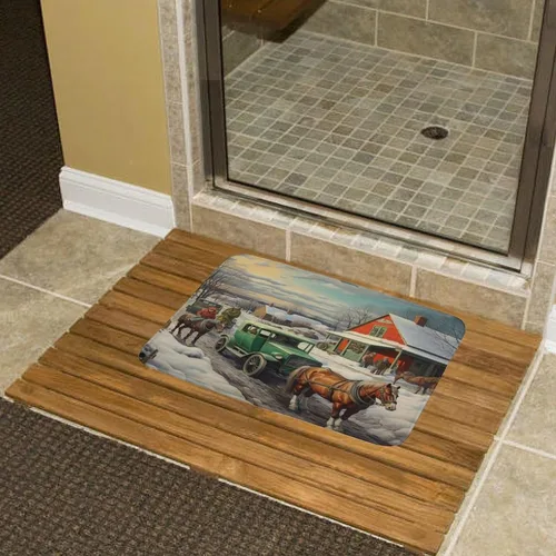 Miniatura 6 de Alfombra de baño de flores de caballo blanco, regalos de caballo para niñas, alfombra de baño de terciopelo antideslizante, tapete de ducha de felpa