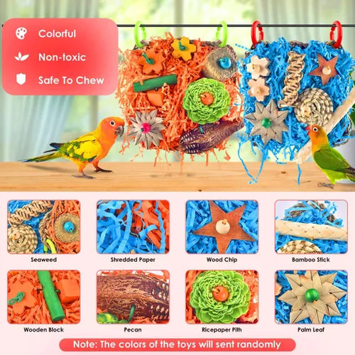 Miniatura 3 de KATUMO Juguetes para pájaros, paquete de 2 alfombrillas de hierba para pájaros, juguetes de pared para periquitos, cacatúas, conure, agapornis