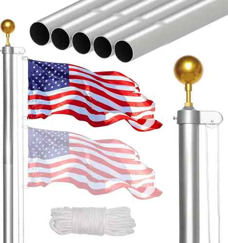 Miniatura 8 de NELXINJO Kit de asta de bandera resistente de 25 pies para exteriores de casa, tubo inferior de 2.1 pulgadas, poste de aluminio cónico con todos