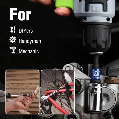 Miniatura 6 de WORKPRO Juego de Adaptadores de Dado de Grado de Impacto, Unidad de 1/4", 3/8" y 1/2", Punta de Destornillador con Extensión y Soporte, para Taladro