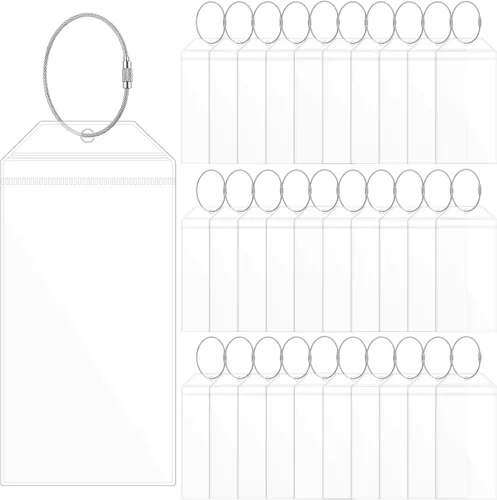 Paquete de 30 etiquetas transparentes para equipaje de crucero de carnaval de PVC, impermeables, soportes de etiquetas esenciales de crucero con