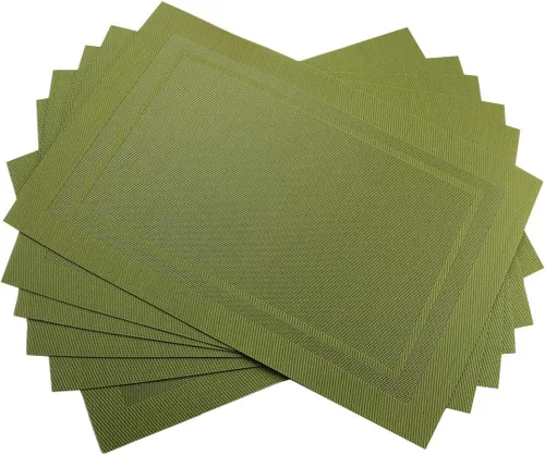 Miniatura 37 de Juego de 6 manteles individuales de PVC, juego de 6 manteles individuales de vinilo tejido de PVC, color natural (6 piezas, hojas moradas)