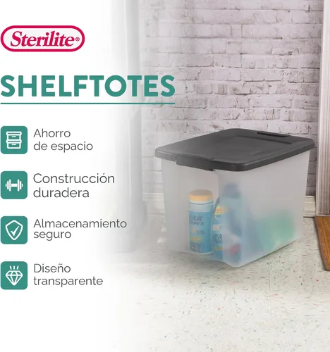 Miniatura 4 de Sterilite Paquete de 6 contenedores de almacenamiento de plástico transparente con tapas, 50 cuartos de galón, color gris, cajas organizadoras