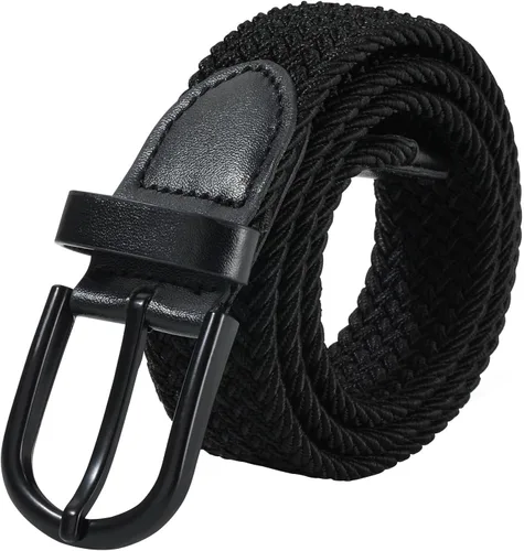 Miniatura 30 de AWAYTR Cinturón trenzado elástico para niños, cinturón de béisbol de golf elástico con hebilla de pasador negro para niños y niñas de 4 a 12 años