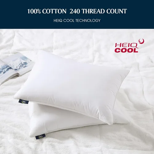Miniatura 5 de Serta Juego de 2 almohadas refrescantes HeiQ de 240 hilos suaves e hipoalergénicas para dormir de espalda