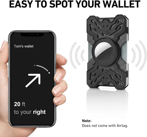 Miniatura 4 de Cartera táctica para hombre, cartera de metal delgada y minimalista de fibra de carbono, clip de dinero de acero inoxidable, bloqueo RFID, tarjetero