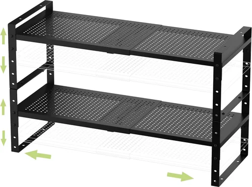 Miniatura 9 de Jojocross Estante de despensa expandible apilable y ajustable para armarios de cocina, estantes de mostrador, solución de almacenamiento de armario
