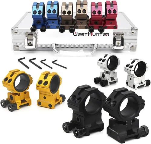 Miniatura 7 de WestHunter Optics Anillos ajustables de altura para mira Picatinny, 1 pulgada 30 mm Montura de mira de precisión 6 colores Dorado