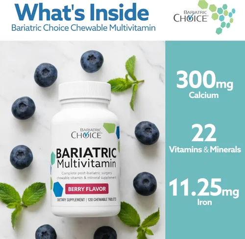 Miniatura 3 de Bariatric Choice My Bariatric - Multivitamínico masticable con hierro y 300 mg de calcio, bayas (120 unidades)