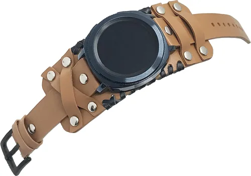 Miniatura 4 de Powerhill Correa de reloj de cuero genuino de 0.866 in, compatible con reloj estándar de 0.86 pulgadas de ancho, Galaxy Watch de 1.811 pulgadas