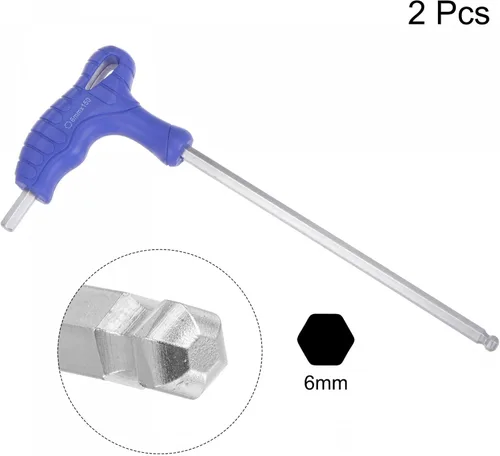 Miniatura 3 de uxcell Llave hexagonal de extremo de bola de 0.236 in, llave inglesa con mango en T, acero métrico CR-V, 2