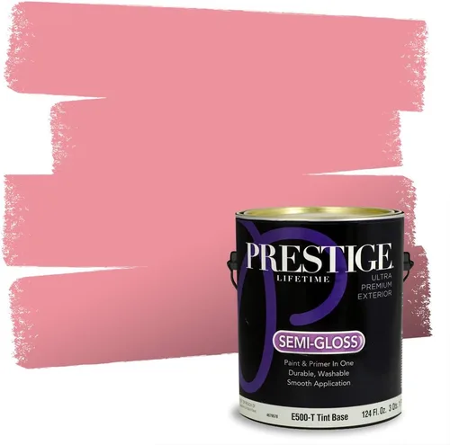Miniatura 144 de Prestige Paints E100-T-SW6591 Pintura exterior e imprimación en uno, 1 galón, plano, combinación comparable de Sherwin Williams Amaryllis, 1 galón