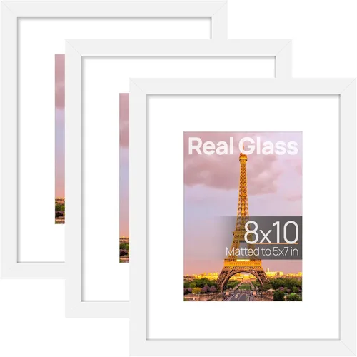 Miniatura 12 de upsimples Juego de 3 marcos de fotos de 5 x 7 pulgadas, hechos de cristal de alta definición para 4 x 6 con alfombrilla o 5 x 7 sin alfombrilla