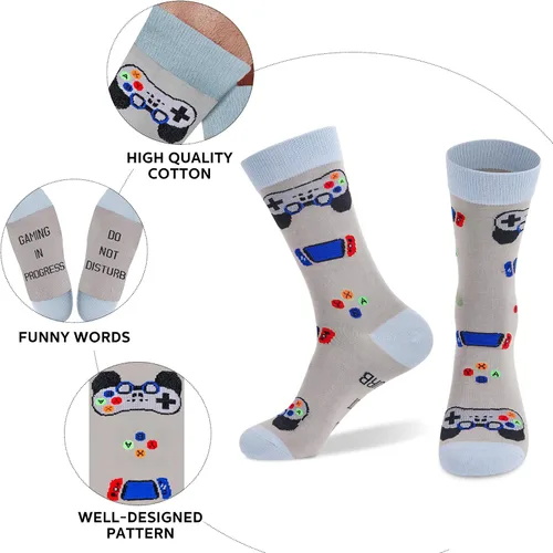 Miniatura 101 de AGRIMONY Calcetines divertidos con texto en inglés «Do Not Disturb Gaming» para hombres, mujeres, adolescentes, niños, Pascua, padres, cumpleaños