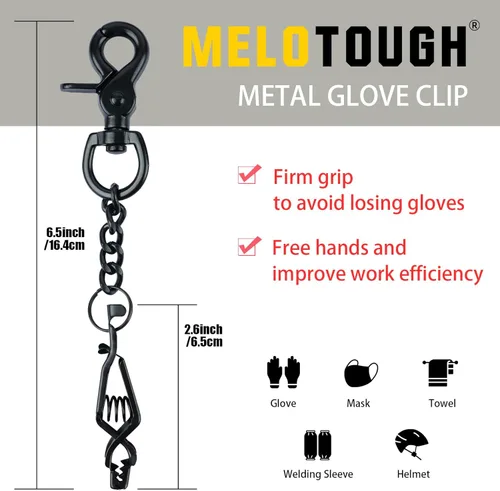 Miniatura 2 de MELOTOUGH Pinza de guante de metal para guantes de trabajo, clips de guantes de acero resistente para tácticas, esquí, campamento, actividades al