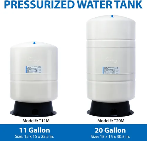 Miniatura 5 de iSpring Tanque prepresurizado T20M de 20 galones para sistemas de ósmosis inversa (RO) con 14 galones de capacidad de almacenamiento de agua