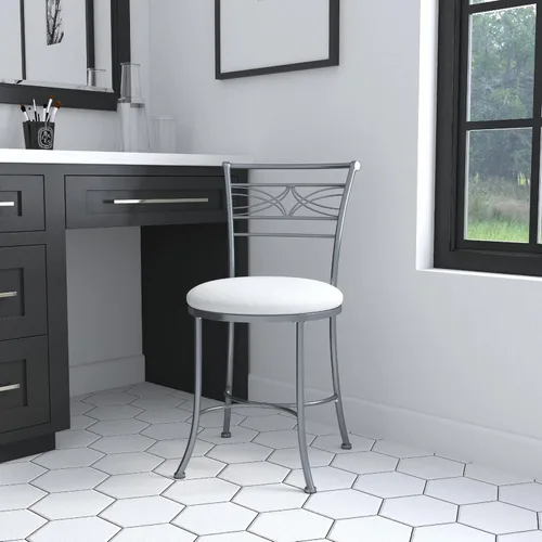 Miniatura 2 de Hillsdale Furniture Dutton - Taburete de tocador, cromado
