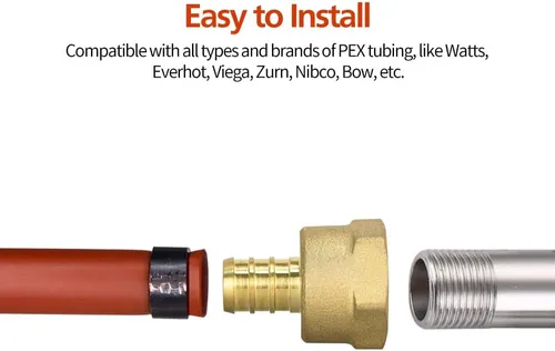 Miniatura 5 de 10 piezas de conectores PEX hembra 1/2" x 1/2" NPT, adaptador roscado hembra NPT de 1/2" x 1/2", accesorio de compresión, latón, puerto completo