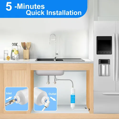 Miniatura 6 de Filtro de agua en línea para máquina de hielo y refrigerador, filtro de agua de conexión a presión de 1/4 de pulgada, ideal para máquina de hielo