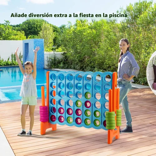 Miniatura 8 de COSTWAY Juego Gigante Jumbo 4 en Raya, Conecta 4 para Niños y Adultos, 3.5 Pies de Alto para Interiores y Exteriores con 42 Anillos Jumbo