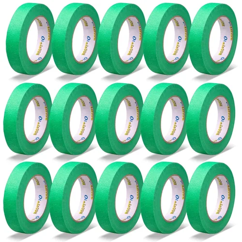 Miniatura 8 de Oleitodh 15 Rollos de Cinta Verde para Pintores a Granel 1 pulgada x 825 Yardas, Cinta de Enmascarar para Pintores Sin Residuos Cinta de Pintura