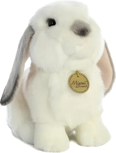 Aurora® Adorable conejo de peluche Miyoni® Lop con orejas – Detalle realista – Compañerismo apreciado – Gris 11 pulgadas