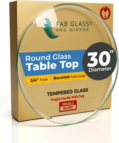Miniatura 104 de Fab Glass - Mesa redonda de cristal de 48 in, grosor de 3/4 in, cristal pulido plano templado, Vidrio, Transparente