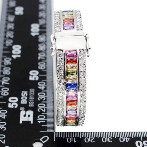 Miniatura 4 de Pulseras de amatista para mujer, color granate, rubí azul, zafiro, pulsera de tenis, novia, novia, joyería, Piedra Platino, morganita, topacio