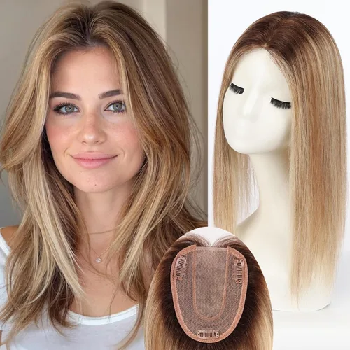 Miniatura 9 de HAIRCUBE Pelucas de cabello humano 100% con flequillo, densidad 150%, base de seda, clip en la parte superior, pelucas de cabello superior