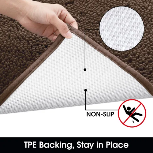 Miniatura 5 de HOMEIDEAS Tapete para entrada interior, 32 x 20 pulgadas, altamente absorbente, tapete lavable de felpilla para perro, tapete antideslizante