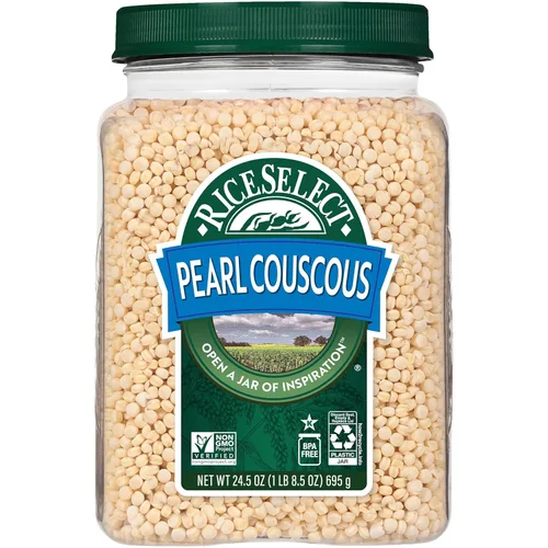 Miniatura 7 de RiceSelect Cuscús Perla con Cúrcuma, Pasta de Cuscús de Trigo Estilo Israelí, Sin GMO, Frasco de 21 onzas, (Paquete de 1)