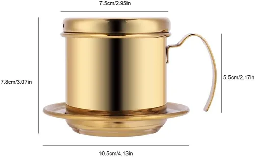 Miniatura 2 de HERCHR Gotero de café vietnamita, cafetera vietnamita de acero inoxidable con capacidad de 0.59 oz, filtro de goteo pequeño de alta resistencia