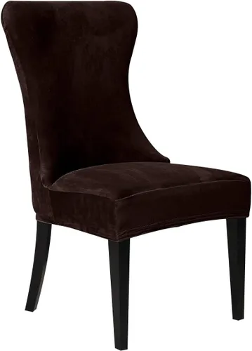 Miniatura 34 de XMNTG Juego de 4 fundas elásticas de terciopelo negro para silla con respaldo de ala, súper suave, reutilizables, lavables, protectores de silla