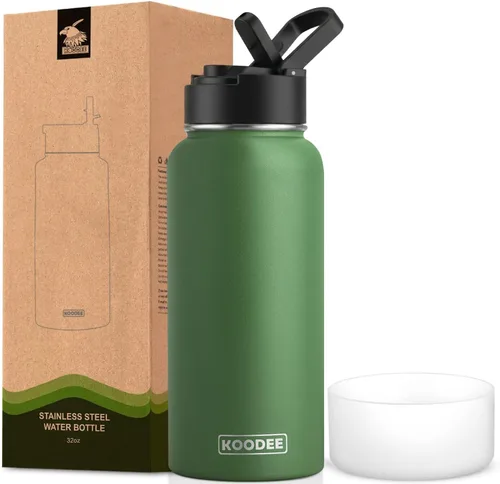 Miniatura 32 de koodee Insulated Water Bottle, 32 oz Stainless Steel Double Wall Vacuum Wide Mouth Sport Bottle with Leakproof Spout Lid (Navy)