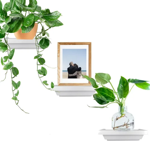 Miniatura 10 de Estante de pared pequeño 6 x 4 pulgadas Mini estantes decorativos Estante esquinero pequeño montado en la pared para baño, sala de estar