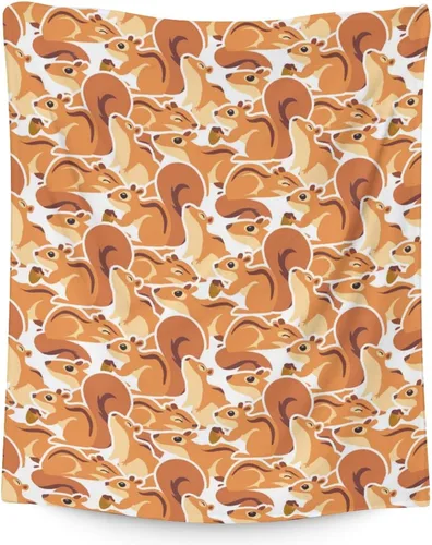 Miniatura 12 de Manta de ardilla de regalo – 40 x 50 pulgadas linda manta para niñas – Manta negra suave y acogedora mullida para sofá Ardilla1-1