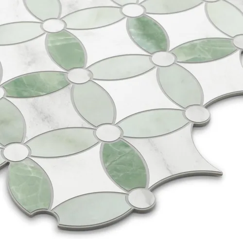 Miniatura 9 de SUNWINGS Azulejo de Salpicadero de 10 Hojas Despegar y Pegar Coin Waterjet, 11.2" x 11.2" Aspecto de Mármol Verde Azulejo Autoadhesivo de Pared