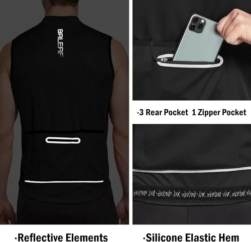 Miniatura 4 de BALEAF Men's Sleeveless Cycling Jersey Road Bike Shirt Bicycle Biking Tank Tops Full Zip Pockets SPF UPF50+
