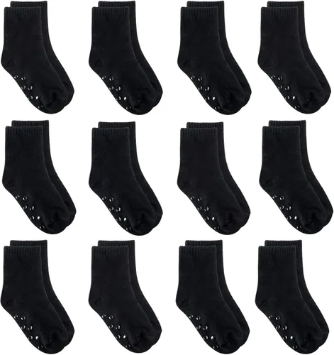 Tenpluszero 12 pares de calcetines antideslizantes para niños pequeños con puños para bebés niños y niñas