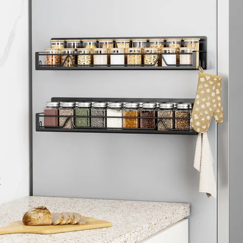 Miniatura 9 de Mystozer Paquete de 2 organizadores magnéticos para especias, ahorro de espacio para refrigerador y horno microondas, estante magnético